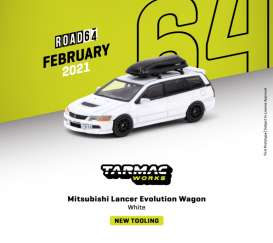 Mitsubishi  - Lancer Evo white - 1:64 - Tarmac - T64R-042-WH - TC-T64R042WH | Toms Modelautos